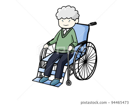 Illustration of a Caucasian old man in a wheelchair Illustration of a Caucasian old man in a wheelchair 94465473