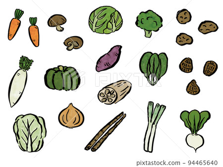 一套用刷子畫的秋冬蔬菜 94465640