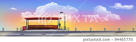 Bus stop on a road illustration 94465770