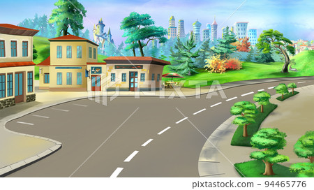 Country highway parking illustration 94465776