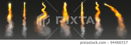 Rocket fire smoke trail, spacecraft startup launch 94466557