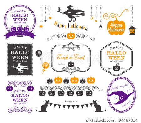 萬聖節插圖標籤設計集矢量素材框架 94467014