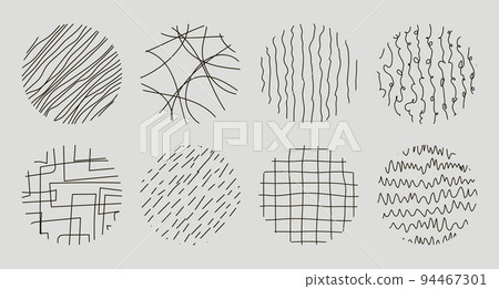 Set of round Abstract Patterns. Hand drawn doodle shapes. Spots, Curves, Lines. Vector illustration. Social media Icons templates Set of round Abstract Patterns. Hand drawn doodle shapes. Spots, Curves, Lines. Vector illustration. Social media Icons templates 94467301