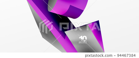 Vector 3d abstract background. Shapes 3d triangle and cylinder. Trendy techno business template for wallpaper, banner, background or landing 94467384