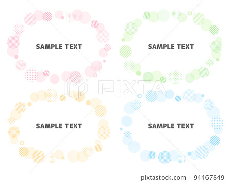 Oval frame set with four colored dots and stripes Oval frame set with four colored dots and stripes 94467849