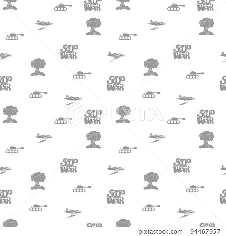 STOP WAR - vector seamless pattern of inscription doodle handwritten on theme of world peace. Anti-war background 94467957