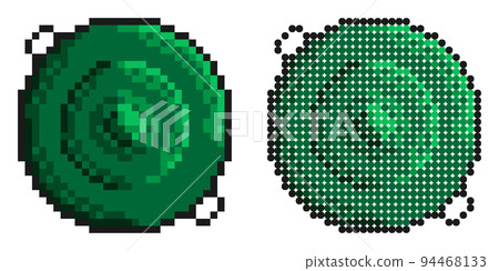 Pixel icon. Combat anti tank mine. Weapons for combating equipment and the enemy. Simple retro game vector isolated on white background 94468133