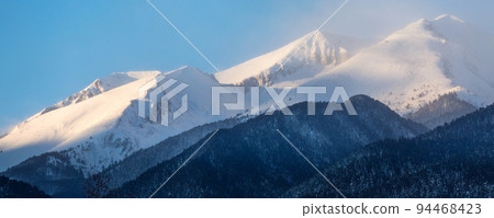 Bulgaria Pirin snow peaks mountain banner Bulgaria Pirin snow peaks mountain banner 94468423