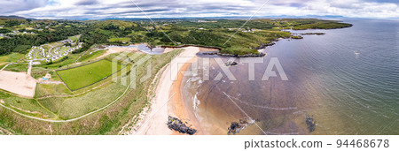 Aerial of the mouth of the Fintragh river at Fintra beach by Killybegs, County Donegal, Ireland Aerial of the mouth of the Fintragh river at Fintra beach by Killybegs, County Donegal, Ireland 94468678