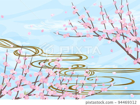 裝飾背景——藍天下的桃子和流水 裝飾背景——藍天下的桃子和流水 94469312
