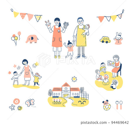 Various kindergarten scene sets 94469642