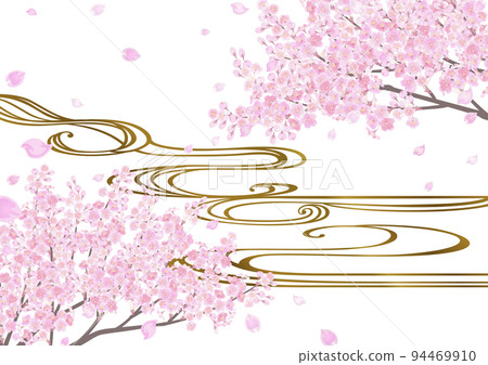 Decorative Background-Cherry Blossoms and Running Water 94469910