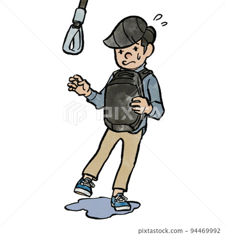 A person who hesitates to hold on to a sling 94469992