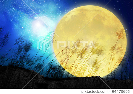 Autumn full moon and starry sky moon viewing texture 94470605