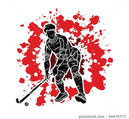Field Hockey Sport Male Player Action Cartoon Graphic Vector Field Hockey Sport Male Player Action Cartoon Graphic Vector 94470773