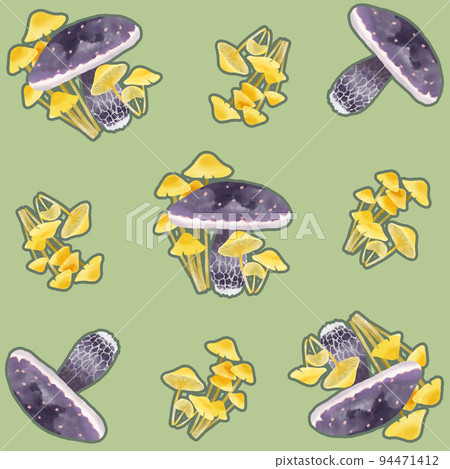 Mushroom seamless pattern painted by watercolor Mushroom seamless pattern painted by watercolor 94471412