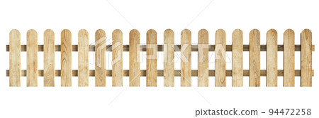 wooden picket fence isolated on white background 94472258