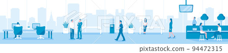 Horizontal illustration / Landscape in the office / company and working people Vector illustration 94472315