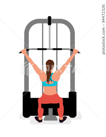 Woman training at the gym vector illustration / rat machine, back muscle training 94472326