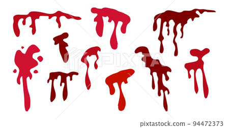 Set of 5 colors of blood, streaks of blood on a white background - vector 94472373