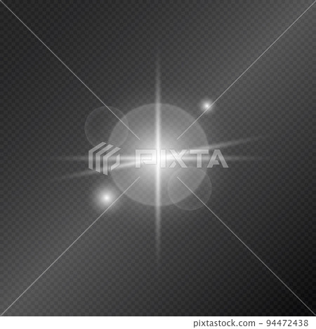 Realistic lighting, light beam glare glow on a dark background - Vector 94472438