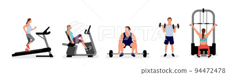People training at the gym vector illustration set 94472478