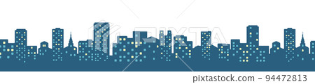 Buildings at night / Night view of the city Horizontal vector illustration (through the window) 94472813