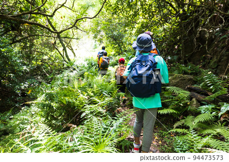 Children hiking on Ogasawara Chichijima Children hiking on Ogasawara Chichijima 94473573