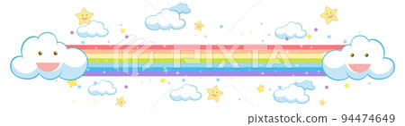 Colorful pastel rainbow with clouds Colorful pastel rainbow with clouds 94474649