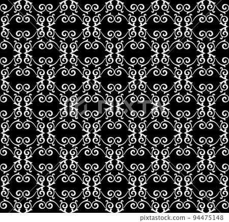 Flower geometric pattern. Seamless vector background. White and black ornament. Ornament for fabric, wallpaper, packaging. Decorative print 94475148
