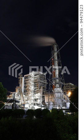 Factory night view of Nippon Paper Industries Ohtake Mill, commonly known as the "space shuttle launch pad" Factory night view of Nippon Paper Industries Ohtake Mill, commonly known as the "space shuttle launch pad" 94479123
