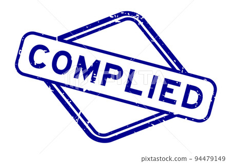 Grunge blue complied word rubber square seal stamp on white background 94479149