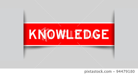 Inserted red label sticker with word knowledge on gray background 94479180