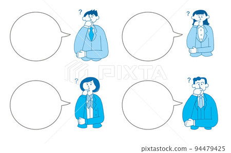 一組有氣泡的商務人士，思考 94479425