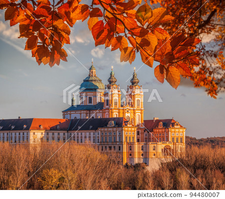 Melk abbey during autumn in Wachau valley, Melk, Austria, UNESCO Melk abbey during autumn in Wachau valley, Melk, Austria, UNESCO 94480007