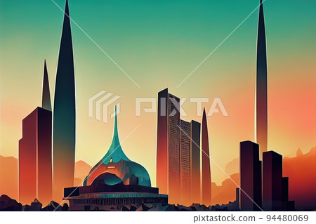 Ashgabat abstract city 2d Anime illustration Ashgabat abstract city 2d Anime illustration 94480069