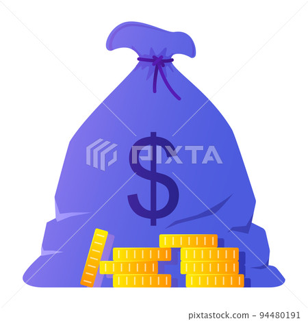 Bag of coins - modern flat design style single isolated image Bag of coins - modern flat design style single isolated image 94480191