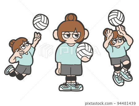 Loose illustration of a girl playing volleyball Loose illustration of a girl playing volleyball 94481439