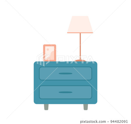 Cute nightstand in interior. Home interior concept. Cartoon style 94482091