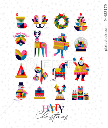 Set Christmas symbols red white Set Christmas symbols red white 94482179