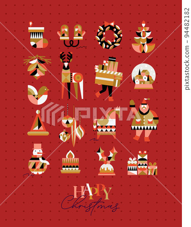 Set Christmas symbols red 94482182