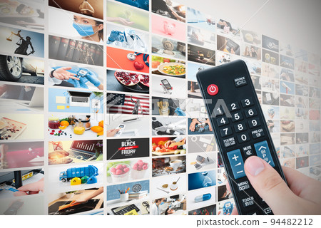 Television streaming video, multimedia wall 94482212