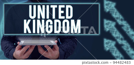Text sign showing United KingdomIsland country located off the northwestern coast of Europe. Business showcase Island country located off the northwestern coast of Europe Text sign showing United KingdomIsland country located off the northwestern coast of Europe. Business showcase Island country located off the northwestern coast of Europe 94482483