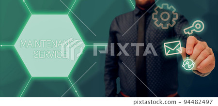 Text sign showing Maintenance Service. Business concept Keep a Product Service in Good Operating Condition Text sign showing Maintenance Service. Business concept Keep a Product Service in Good Operating Condition 94482497