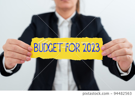 Text showing inspiration Budget For 2023An written estimates of income and expenditure for 2023. Conceptual photo An written estimates of income and expenditure for 2023 94482563