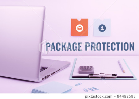 Text sign showing Package ProtectionWrapping and Securing items to avoid damage Labeled Box. Business idea Wrapping and Securing items to avoid damage Labeled Box Text sign showing Package ProtectionWrapping and Securing items to avoid damage Labeled Box. Business idea Wrapping and Securing items to avoid damage Labeled Box 94482595