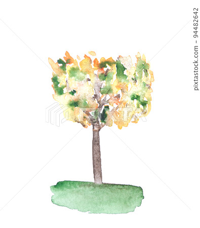 Green watercolor texture tree. Summer flora branch. Beautiful plant illustration Green watercolor texture tree. Summer flora branch. Beautiful plant illustration 94482642