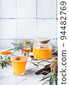 Homemade sea buckthorn tea with honey, ginger and spices 94482769