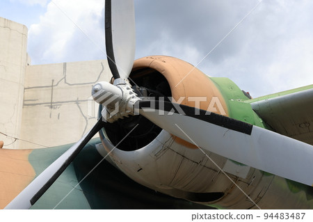 Close up engine and propeller of vintage plane. Close up engine and propeller of vintage plane. 94483487