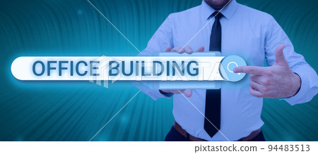Text sign showing Office BuildingCommercial buildings are used for commercial purposes. Business showcase Commercial buildings are used for commercial purposes 94483513